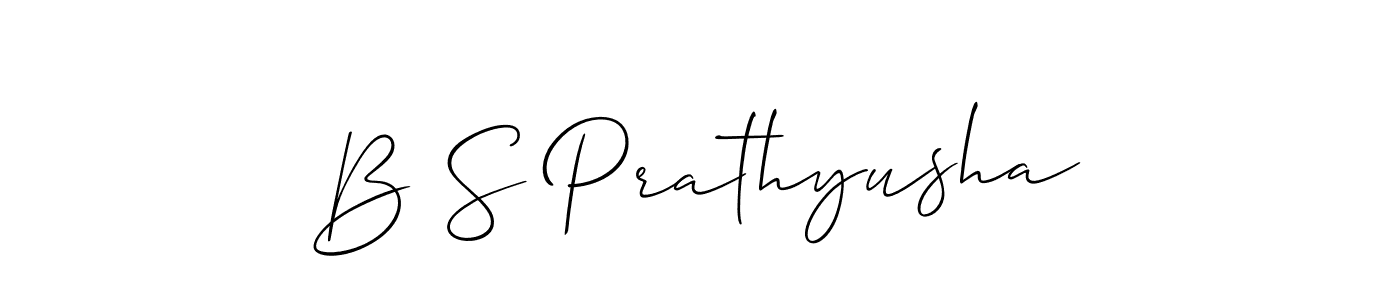 Make a beautiful signature design for name B S Prathyusha. With this signature (Allison_Script) style, you can create a handwritten signature for free. B S Prathyusha signature style 2 images and pictures png