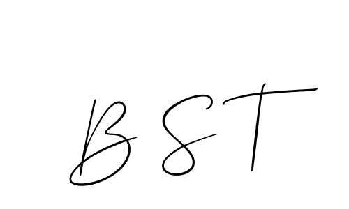 The best way (Allison_Script) to make a short signature is to pick only two or three words in your name. The name B S T include a total of six letters. For converting this name. B S T signature style 2 images and pictures png