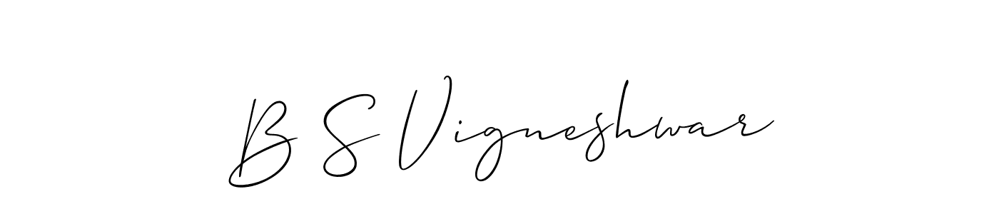 Make a short B S Vigneshwar signature style. Manage your documents anywhere anytime using Allison_Script. Create and add eSignatures, submit forms, share and send files easily. B S Vigneshwar signature style 2 images and pictures png