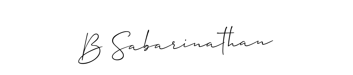 How to make B Sabarinathan name signature. Use Allison_Script style for creating short signs online. This is the latest handwritten sign. B Sabarinathan signature style 2 images and pictures png