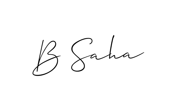 Also You can easily find your signature by using the search form. We will create B Saha name handwritten signature images for you free of cost using Allison_Script sign style. B Saha signature style 2 images and pictures png