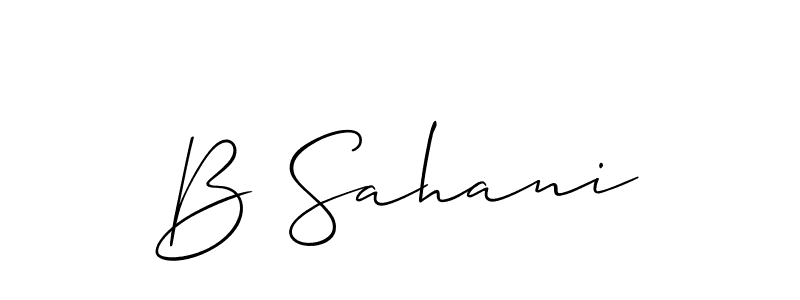 Also we have B Sahani name is the best signature style. Create professional handwritten signature collection using Allison_Script autograph style. B Sahani signature style 2 images and pictures png