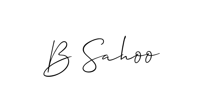 The best way (Allison_Script) to make a short signature is to pick only two or three words in your name. The name B Sahoo include a total of six letters. For converting this name. B Sahoo signature style 2 images and pictures png