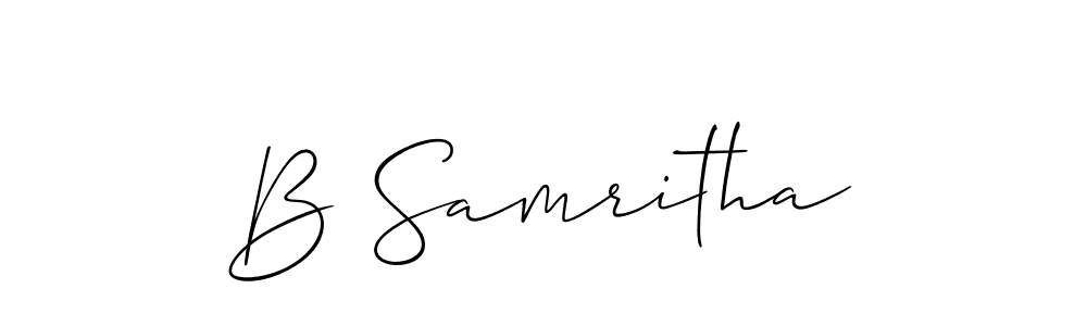 How to make B Samritha name signature. Use Allison_Script style for creating short signs online. This is the latest handwritten sign. B Samritha signature style 2 images and pictures png