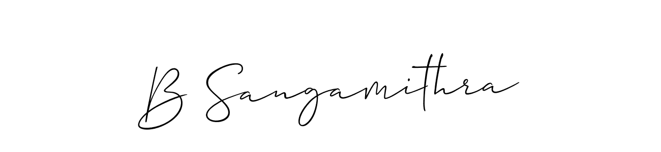 How to make B Sangamithra signature? Allison_Script is a professional autograph style. Create handwritten signature for B Sangamithra name. B Sangamithra signature style 2 images and pictures png