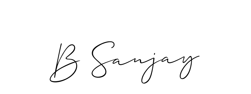 How to make B Sanjay name signature. Use Allison_Script style for creating short signs online. This is the latest handwritten sign. B Sanjay signature style 2 images and pictures png