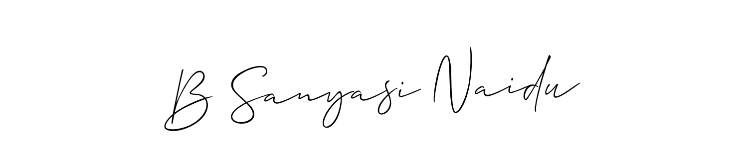 You should practise on your own different ways (Allison_Script) to write your name (B Sanyasi Naidu) in signature. don't let someone else do it for you. B Sanyasi Naidu signature style 2 images and pictures png