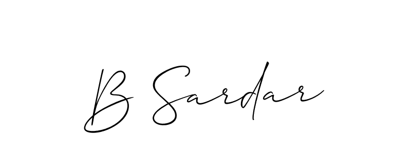 Use a signature maker to create a handwritten signature online. With this signature software, you can design (Allison_Script) your own signature for name B Sardar. B Sardar signature style 2 images and pictures png