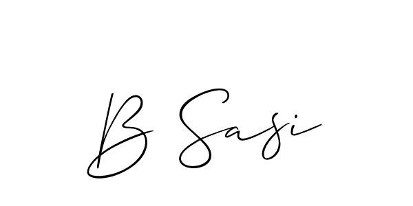 The best way (Allison_Script) to make a short signature is to pick only two or three words in your name. The name B Sasi include a total of six letters. For converting this name. B Sasi signature style 2 images and pictures png