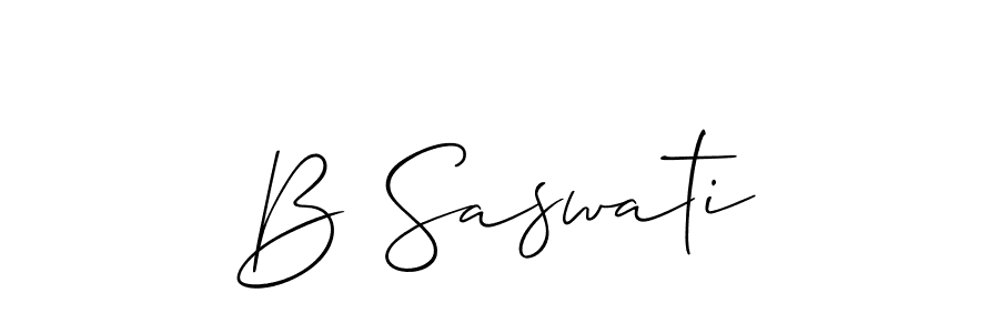 Design your own signature with our free online signature maker. With this signature software, you can create a handwritten (Allison_Script) signature for name B Saswati. B Saswati signature style 2 images and pictures png