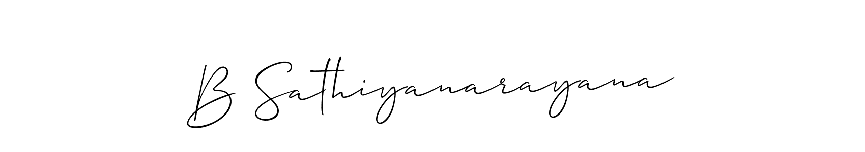 Also You can easily find your signature by using the search form. We will create B Sathiyanarayana name handwritten signature images for you free of cost using Allison_Script sign style. B Sathiyanarayana signature style 2 images and pictures png