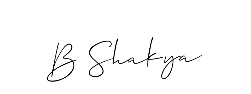 The best way (Allison_Script) to make a short signature is to pick only two or three words in your name. The name B Shakya include a total of six letters. For converting this name. B Shakya signature style 2 images and pictures png