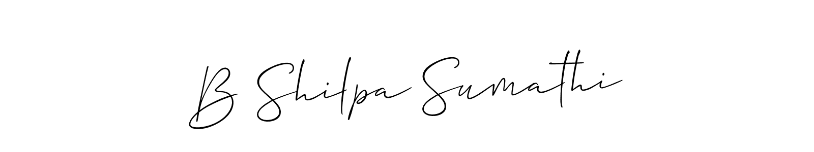 if you are searching for the best signature style for your name B Shilpa Sumathi. so please give up your signature search. here we have designed multiple signature styles  using Allison_Script. B Shilpa Sumathi signature style 2 images and pictures png