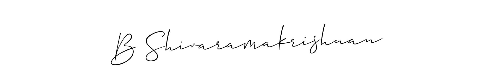 Use a signature maker to create a handwritten signature online. With this signature software, you can design (Allison_Script) your own signature for name B Shivaramakrishnan. B Shivaramakrishnan signature style 2 images and pictures png