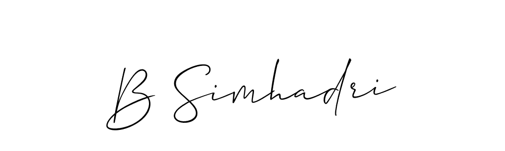 The best way (Allison_Script) to make a short signature is to pick only two or three words in your name. The name B Simhadri include a total of six letters. For converting this name. B Simhadri signature style 2 images and pictures png