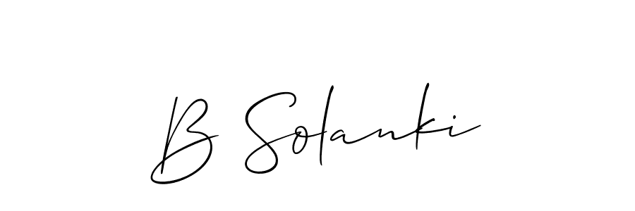 Use a signature maker to create a handwritten signature online. With this signature software, you can design (Allison_Script) your own signature for name B Solanki. B Solanki signature style 2 images and pictures png