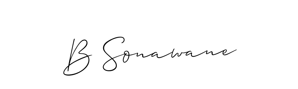 The best way (Allison_Script) to make a short signature is to pick only two or three words in your name. The name B Sonawane include a total of six letters. For converting this name. B Sonawane signature style 2 images and pictures png