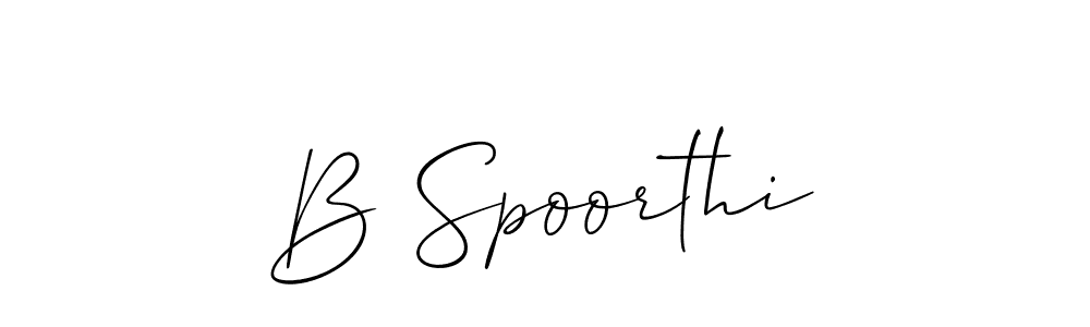 Make a short B Spoorthi signature style. Manage your documents anywhere anytime using Allison_Script. Create and add eSignatures, submit forms, share and send files easily. B Spoorthi signature style 2 images and pictures png