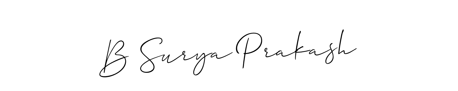 if you are searching for the best signature style for your name B Surya Prakash. so please give up your signature search. here we have designed multiple signature styles  using Allison_Script. B Surya Prakash signature style 2 images and pictures png