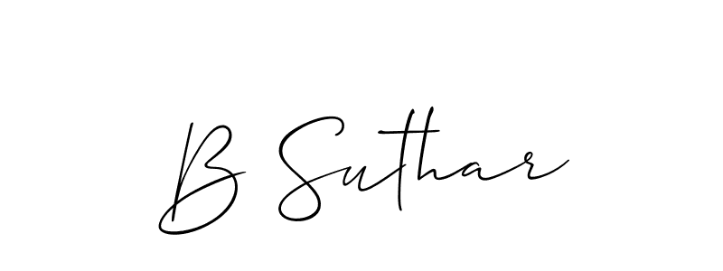 if you are searching for the best signature style for your name B Suthar. so please give up your signature search. here we have designed multiple signature styles  using Allison_Script. B Suthar signature style 2 images and pictures png