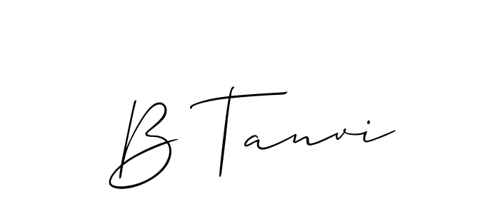 The best way (Allison_Script) to make a short signature is to pick only two or three words in your name. The name B Tanvi include a total of six letters. For converting this name. B Tanvi signature style 2 images and pictures png