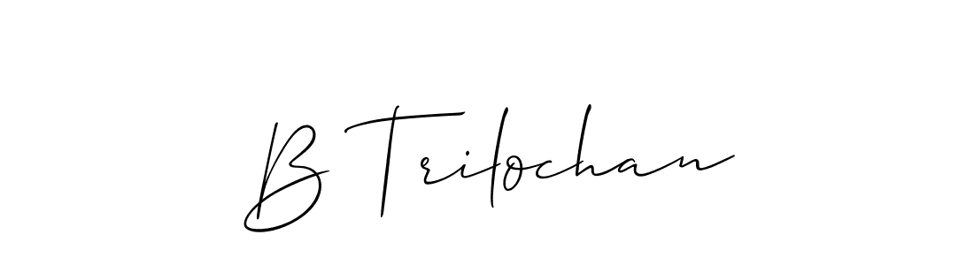 How to make B Trilochan name signature. Use Allison_Script style for creating short signs online. This is the latest handwritten sign. B Trilochan signature style 2 images and pictures png