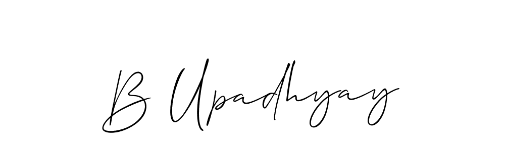 if you are searching for the best signature style for your name B Upadhyay. so please give up your signature search. here we have designed multiple signature styles  using Allison_Script. B Upadhyay signature style 2 images and pictures png
