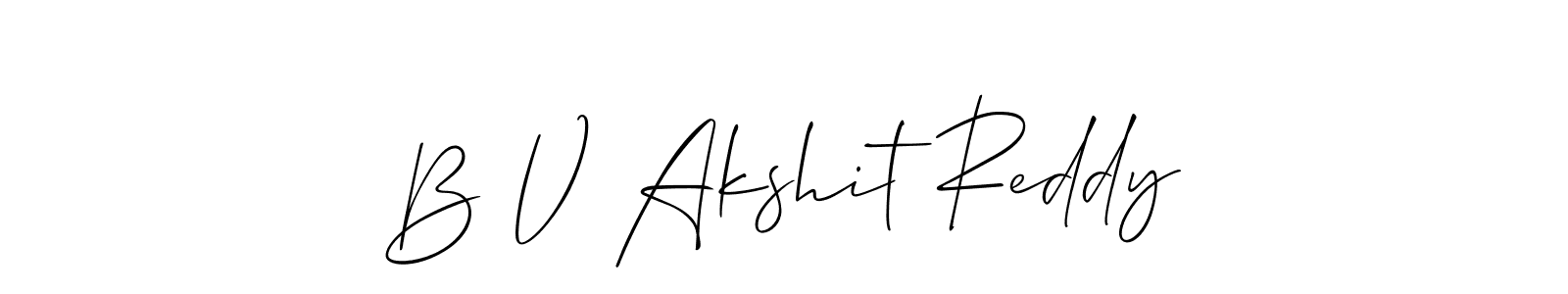 This is the best signature style for the B V Akshit Reddy name. Also you like these signature font (Allison_Script). Mix name signature. B V Akshit Reddy signature style 2 images and pictures png
