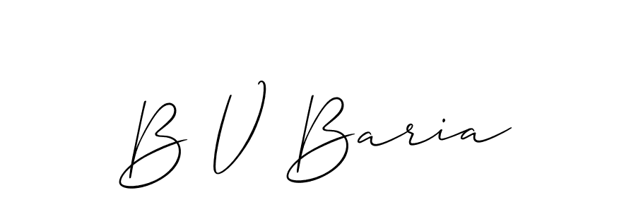 Allison_Script is a professional signature style that is perfect for those who want to add a touch of class to their signature. It is also a great choice for those who want to make their signature more unique. Get B V Baria name to fancy signature for free. B V Baria signature style 2 images and pictures png