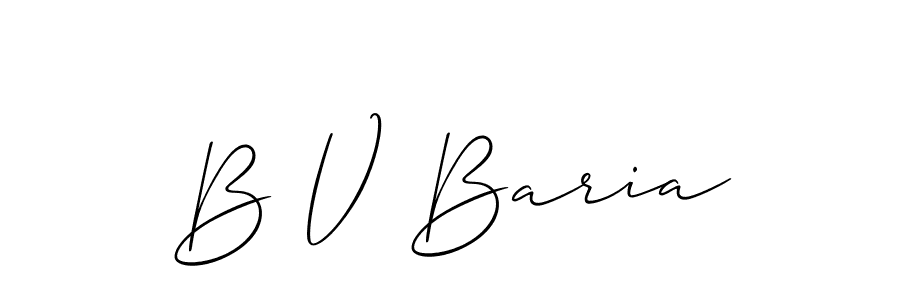 Allison_Script is a professional signature style that is perfect for those who want to add a touch of class to their signature. It is also a great choice for those who want to make their signature more unique. Get B V Baria name to fancy signature for free. B V Baria signature style 2 images and pictures png