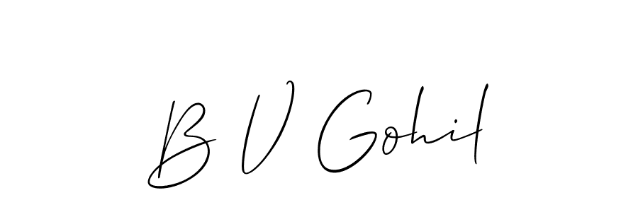 You should practise on your own different ways (Allison_Script) to write your name (B V Gohil) in signature. don't let someone else do it for you. B V Gohil signature style 2 images and pictures png