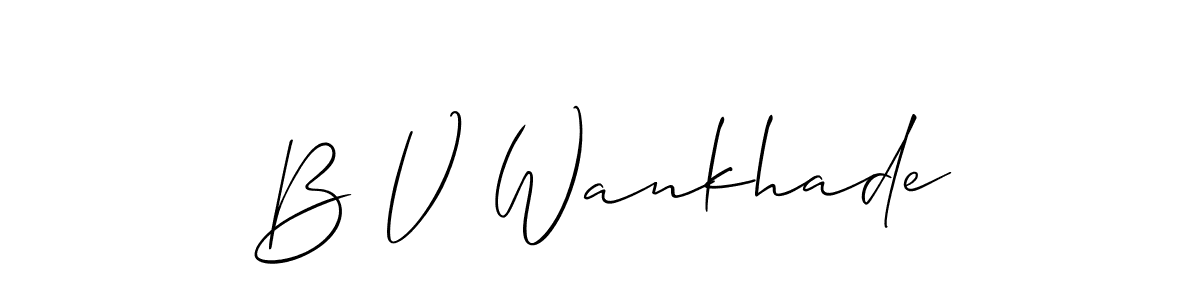 if you are searching for the best signature style for your name B V Wankhade. so please give up your signature search. here we have designed multiple signature styles  using Allison_Script. B V Wankhade signature style 2 images and pictures png