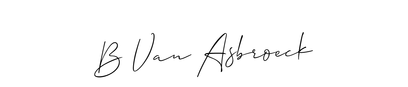 The best way (Allison_Script) to make a short signature is to pick only two or three words in your name. The name B Van Asbroeck include a total of six letters. For converting this name. B Van Asbroeck signature style 2 images and pictures png