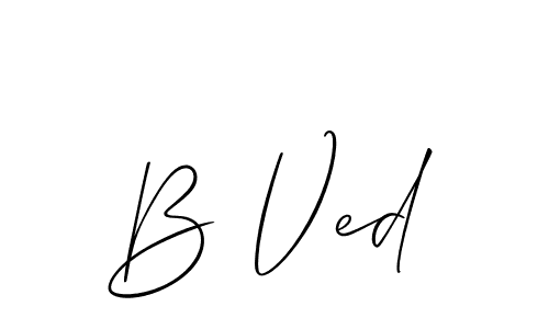 The best way (Allison_Script) to make a short signature is to pick only two or three words in your name. The name B Ved include a total of six letters. For converting this name. B Ved signature style 2 images and pictures png