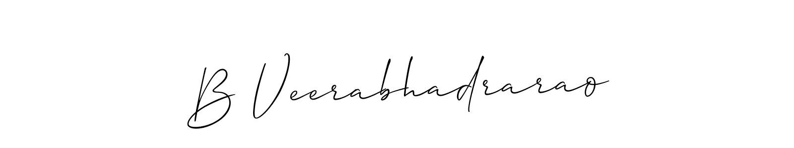 The best way (Allison_Script) to make a short signature is to pick only two or three words in your name. The name B Veerabhadrarao include a total of six letters. For converting this name. B Veerabhadrarao signature style 2 images and pictures png