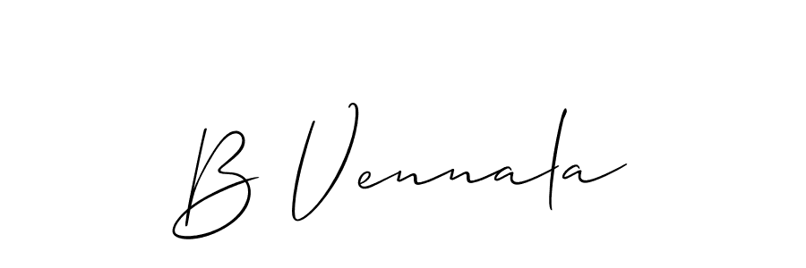 Use a signature maker to create a handwritten signature online. With this signature software, you can design (Allison_Script) your own signature for name B Vennala. B Vennala signature style 2 images and pictures png