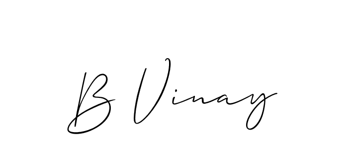 How to make B Vinay name signature. Use Allison_Script style for creating short signs online. This is the latest handwritten sign. B Vinay signature style 2 images and pictures png