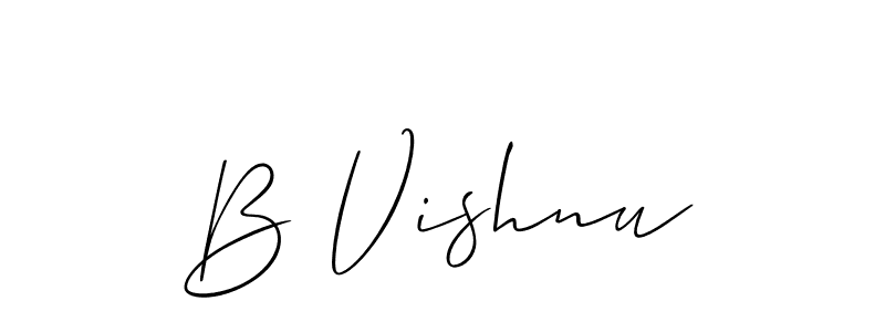 Use a signature maker to create a handwritten signature online. With this signature software, you can design (Allison_Script) your own signature for name B Vishnu. B Vishnu signature style 2 images and pictures png