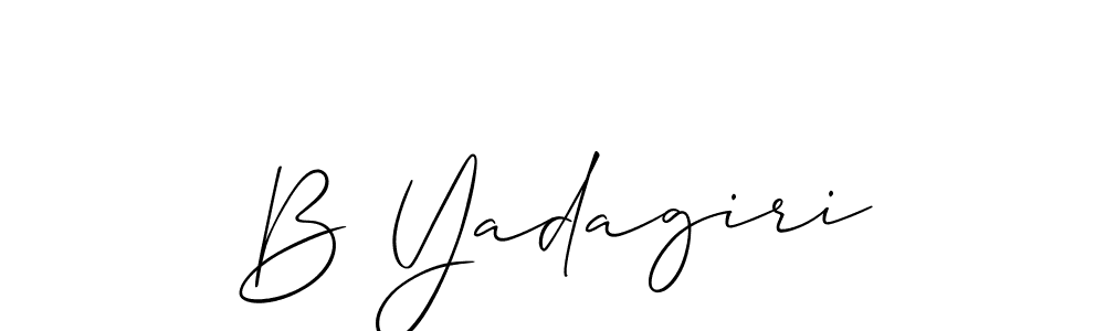 Use a signature maker to create a handwritten signature online. With this signature software, you can design (Allison_Script) your own signature for name B Yadagiri. B Yadagiri signature style 2 images and pictures png