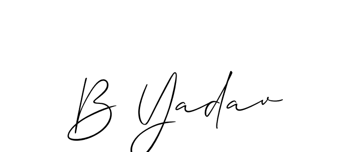 Use a signature maker to create a handwritten signature online. With this signature software, you can design (Allison_Script) your own signature for name B Yadav. B Yadav signature style 2 images and pictures png