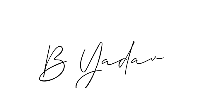 Create a beautiful signature design for name B Yadav. With this signature (Allison_Script) fonts, you can make a handwritten signature for free. B Yadav signature style 2 images and pictures png