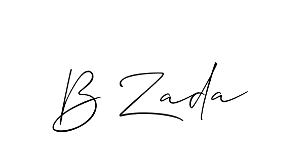 The best way (Allison_Script) to make a short signature is to pick only two or three words in your name. The name B Zada include a total of six letters. For converting this name. B Zada signature style 2 images and pictures png