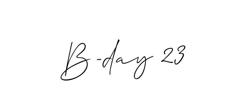 Make a beautiful signature design for name B-day 23. With this signature (Allison_Script) style, you can create a handwritten signature for free. B-day 23 signature style 2 images and pictures png