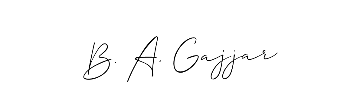 The best way (Allison_Script) to make a short signature is to pick only two or three words in your name. The name B. A. Gajjar include a total of six letters. For converting this name. B. A. Gajjar signature style 2 images and pictures png