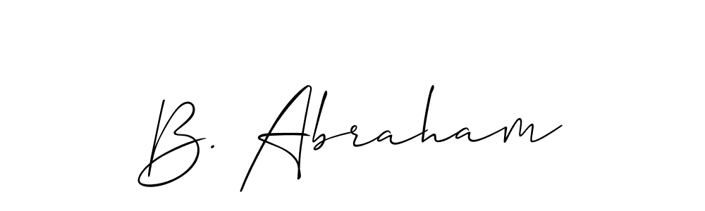 The best way (Allison_Script) to make a short signature is to pick only two or three words in your name. The name B. Abraham include a total of six letters. For converting this name. B. Abraham signature style 2 images and pictures png