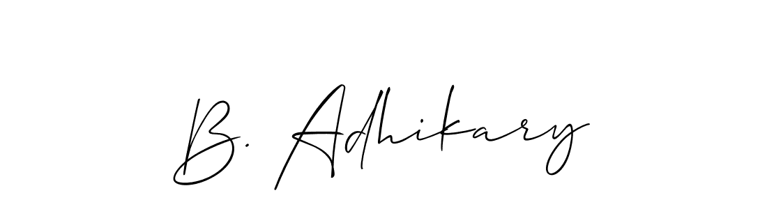 Allison_Script is a professional signature style that is perfect for those who want to add a touch of class to their signature. It is also a great choice for those who want to make their signature more unique. Get B. Adhikary name to fancy signature for free. B. Adhikary signature style 2 images and pictures png