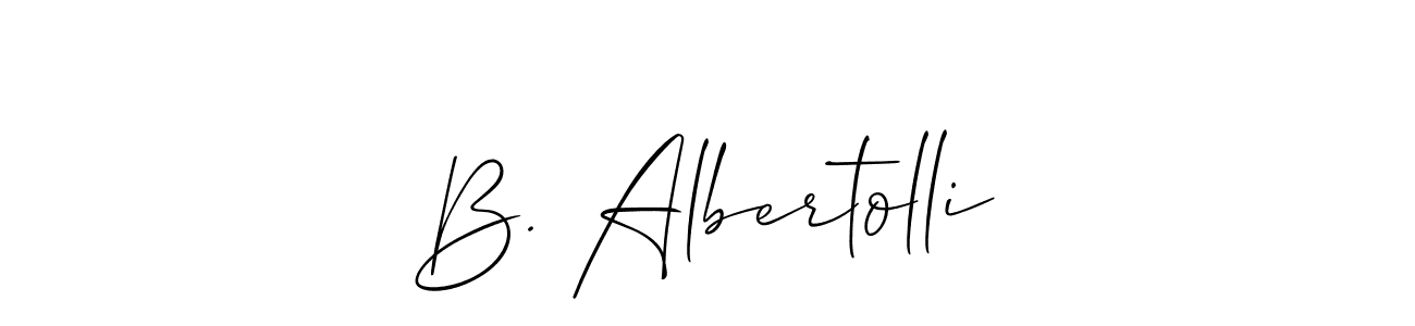 Also You can easily find your signature by using the search form. We will create B. Albertolli name handwritten signature images for you free of cost using Allison_Script sign style. B. Albertolli signature style 2 images and pictures png