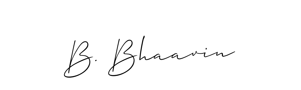 The best way (Allison_Script) to make a short signature is to pick only two or three words in your name. The name B. Bhaavin include a total of six letters. For converting this name. B. Bhaavin signature style 2 images and pictures png