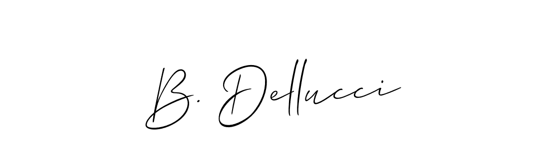 The best way (Allison_Script) to make a short signature is to pick only two or three words in your name. The name B. Dellucci include a total of six letters. For converting this name. B. Dellucci signature style 2 images and pictures png