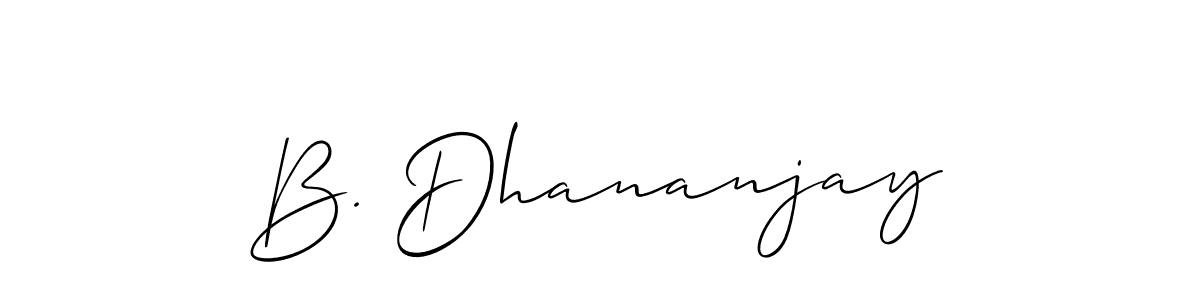 if you are searching for the best signature style for your name B. Dhananjay. so please give up your signature search. here we have designed multiple signature styles  using Allison_Script. B. Dhananjay signature style 2 images and pictures png
